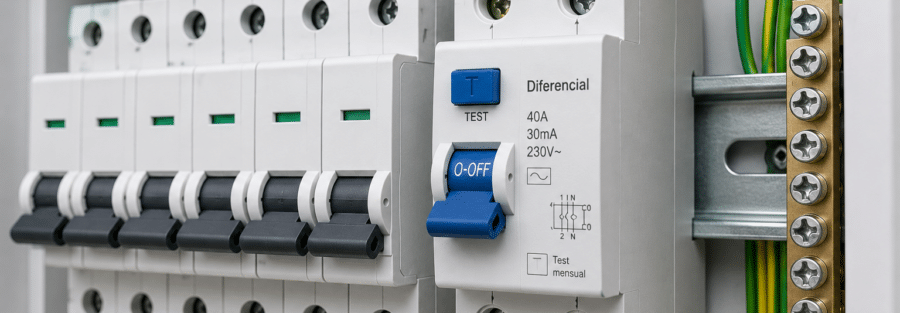 Interruptor diferencial instalado en un cuadro eléctrico, clave para evitar que salte el diferencial